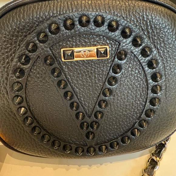 Valentino By Mario Valentino Black Crossbody Bag with Gold Accents - Picture 2 of 4